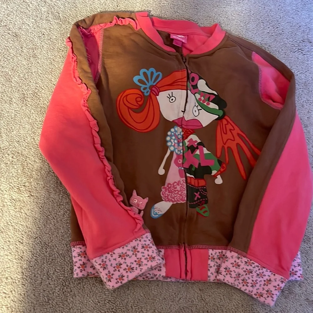 Oilily Brown and Pink Kids Hoodie - Picture 1 of 5